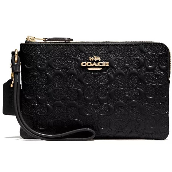 Coach Handbags - Authentic COACH Embossed signatur leather wristlet